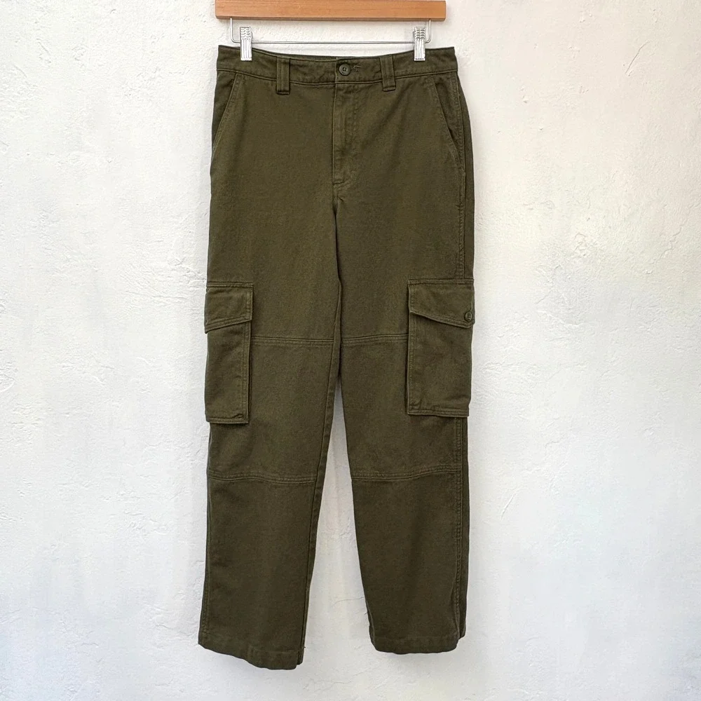 Aritzia TNA Highway Cargo Pants Women Size 6 Olive Green Cotton